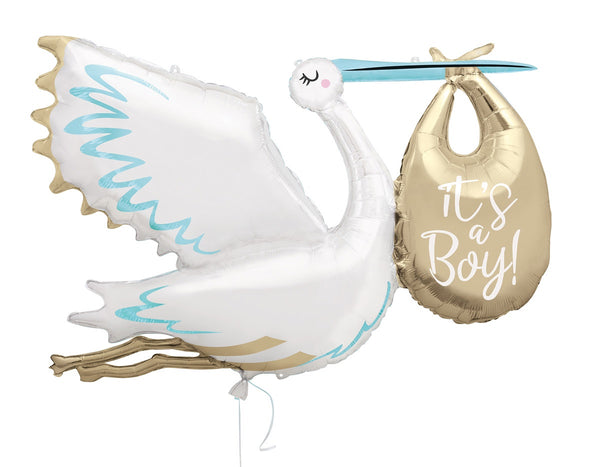 GIANT STORK "IT'S A BOY" 1.57M (62") FOIL BALLOON